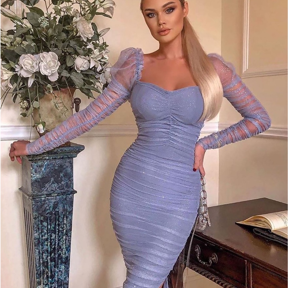 Elegant Lavender Ruched Dress - Medium